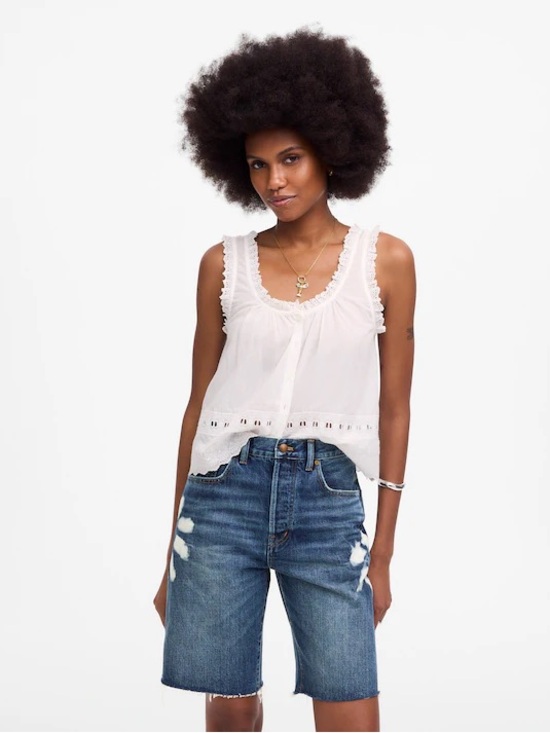 Madewell Pants - Madewell The Essex Long Baggy Short Shibori Wash Size 28